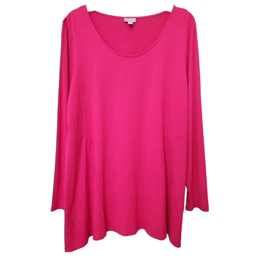 J Jill Wearever Collection Stretch Red Scoop Neck Long Sleeve Tunic Size XL